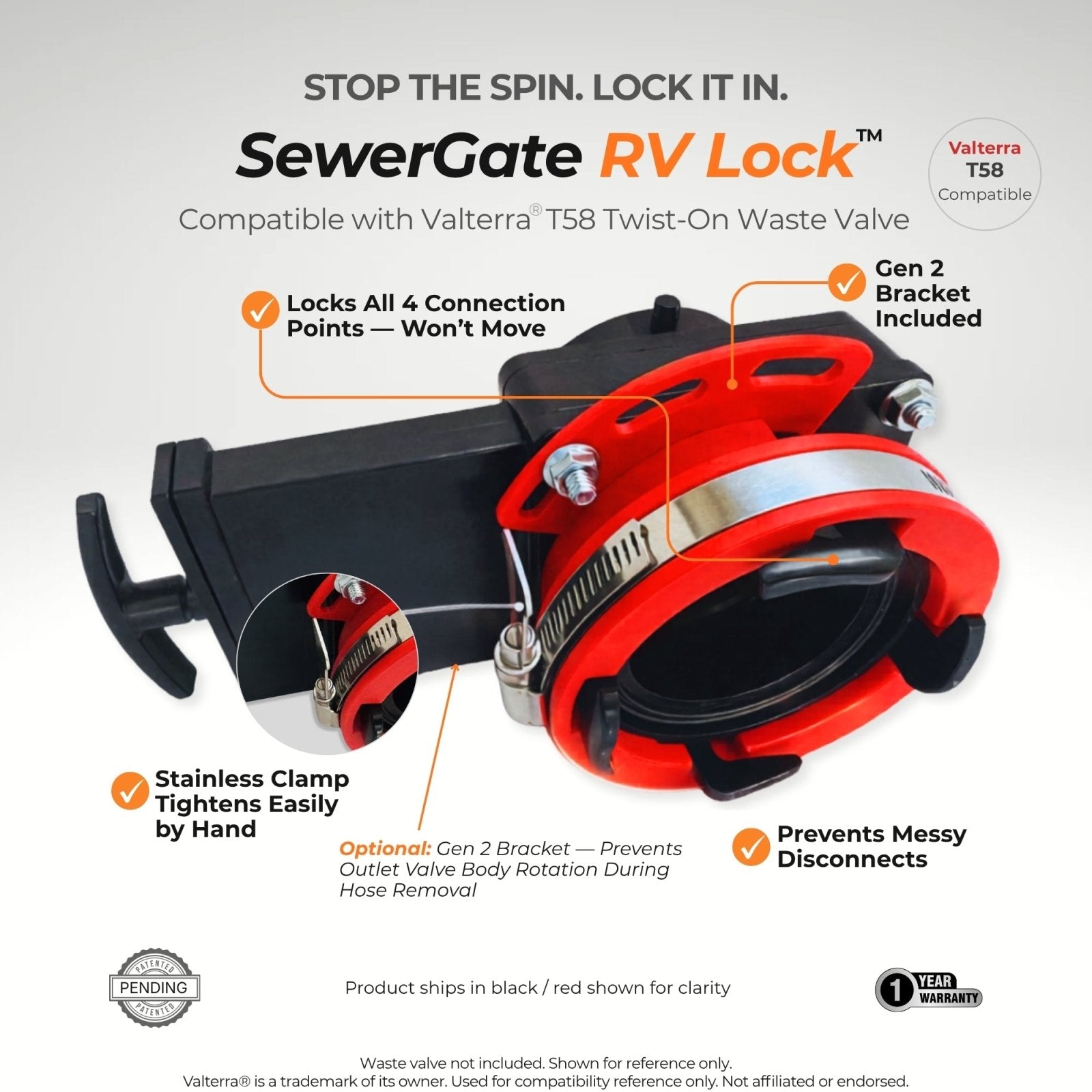 SewerGate RV Lock (Valterra® T58 Compatible)