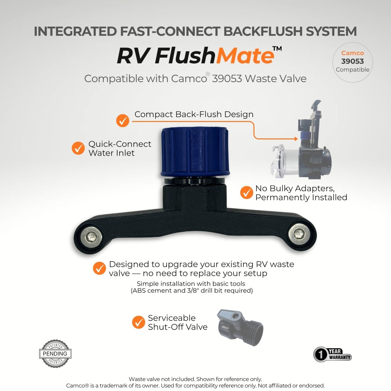 RV FlushMate DIY Back Flush System (Camco® 39053 Compatible)