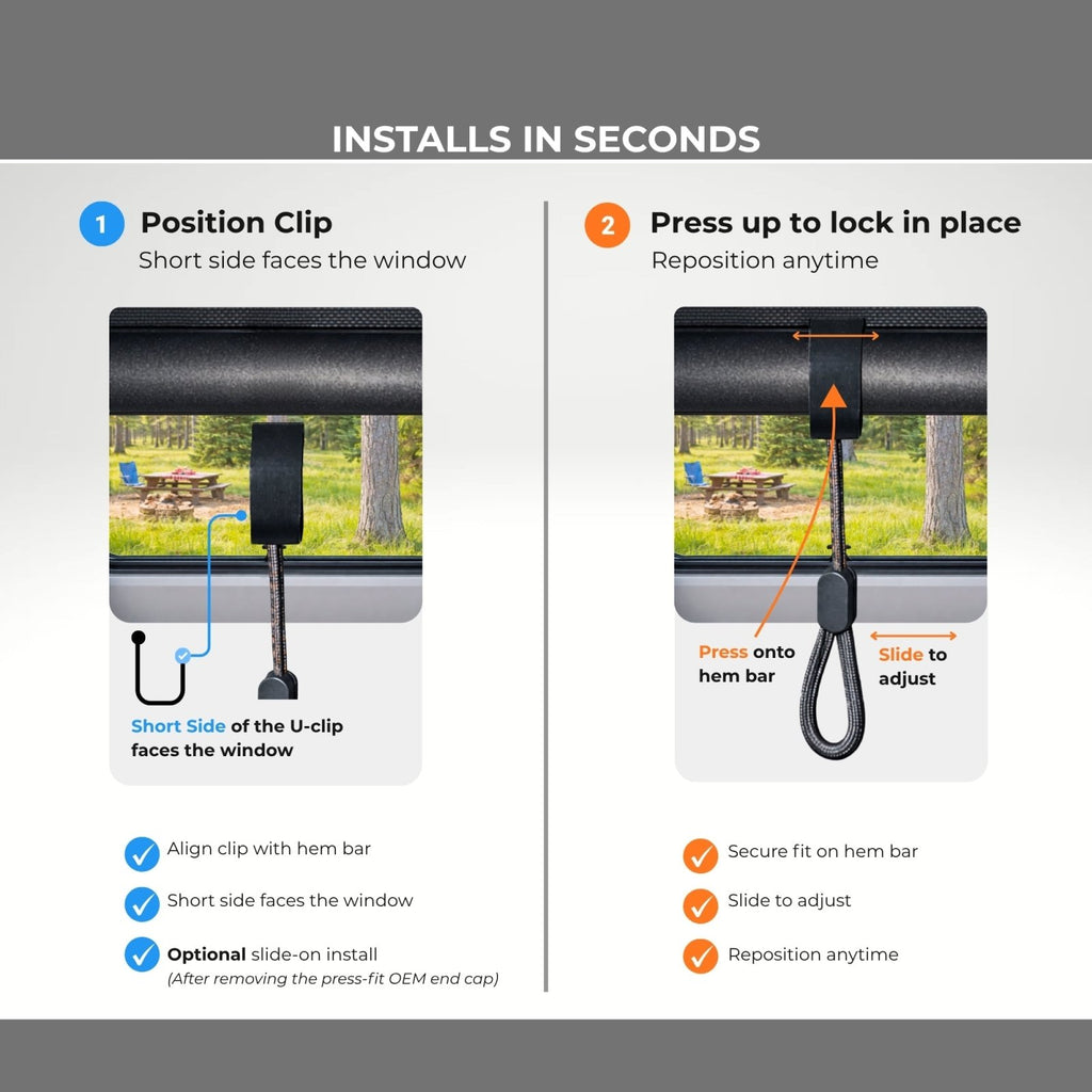 RV ShadeSecure + Easy-Pull System (Irvine Slow-Rise Compatible)